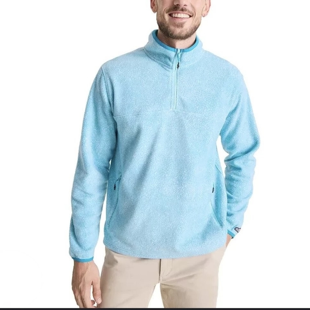Chubbies The Tundra Men's 1/4 Zip Fleece Pullover Blue Sweater Size L NWOT